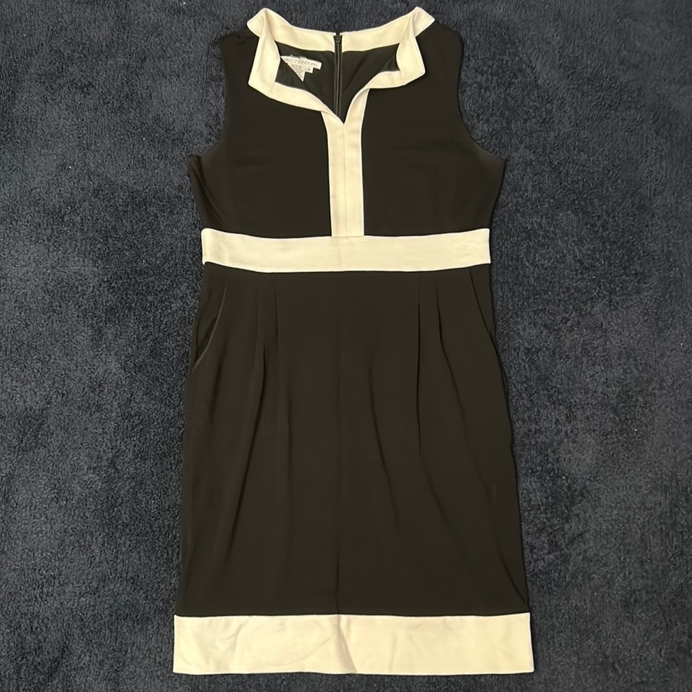 Sleeveless color block, midi dress